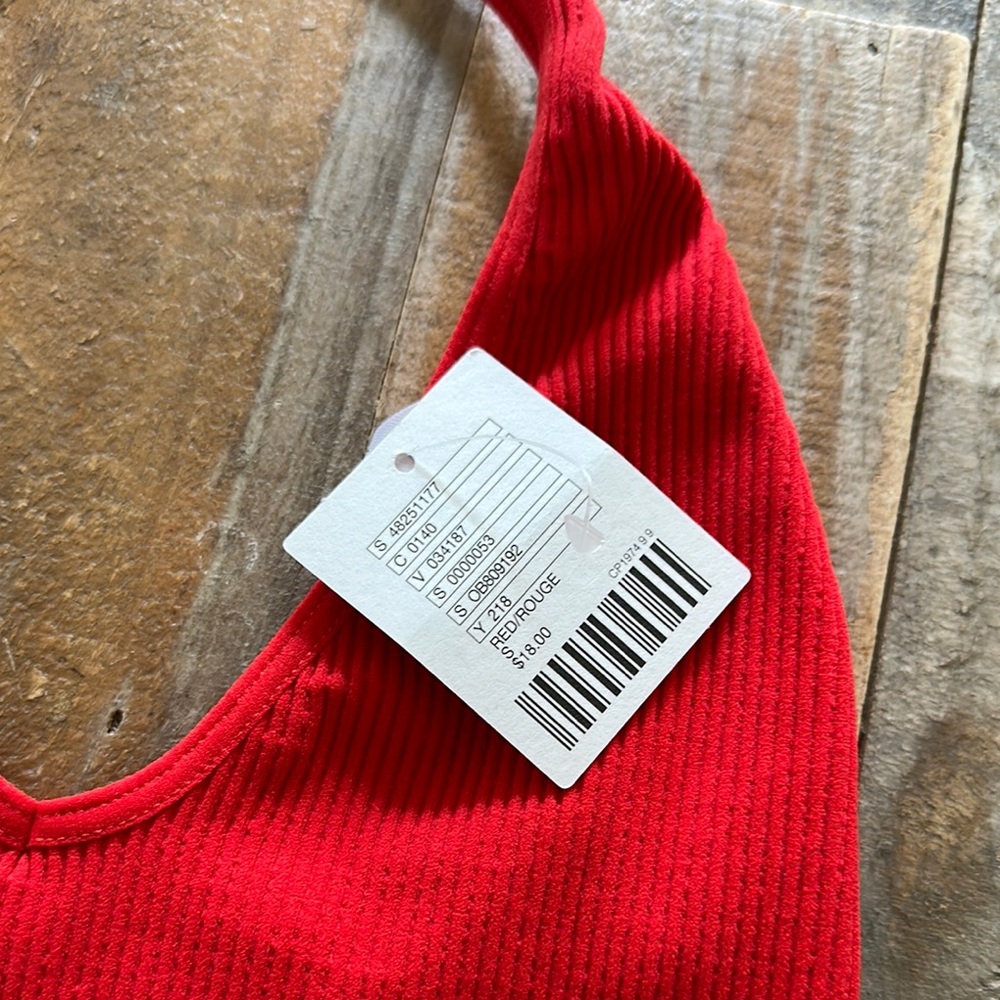 Red Ribbed Halter Top - Picture 3 of 3